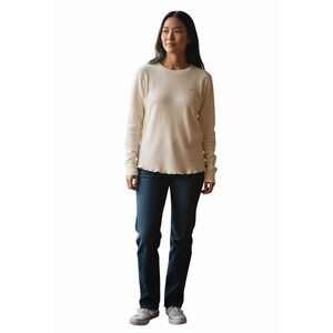 Rag & Bone Ivory Waffle Knit Sweater Long Sleeve Crew Neck Size L